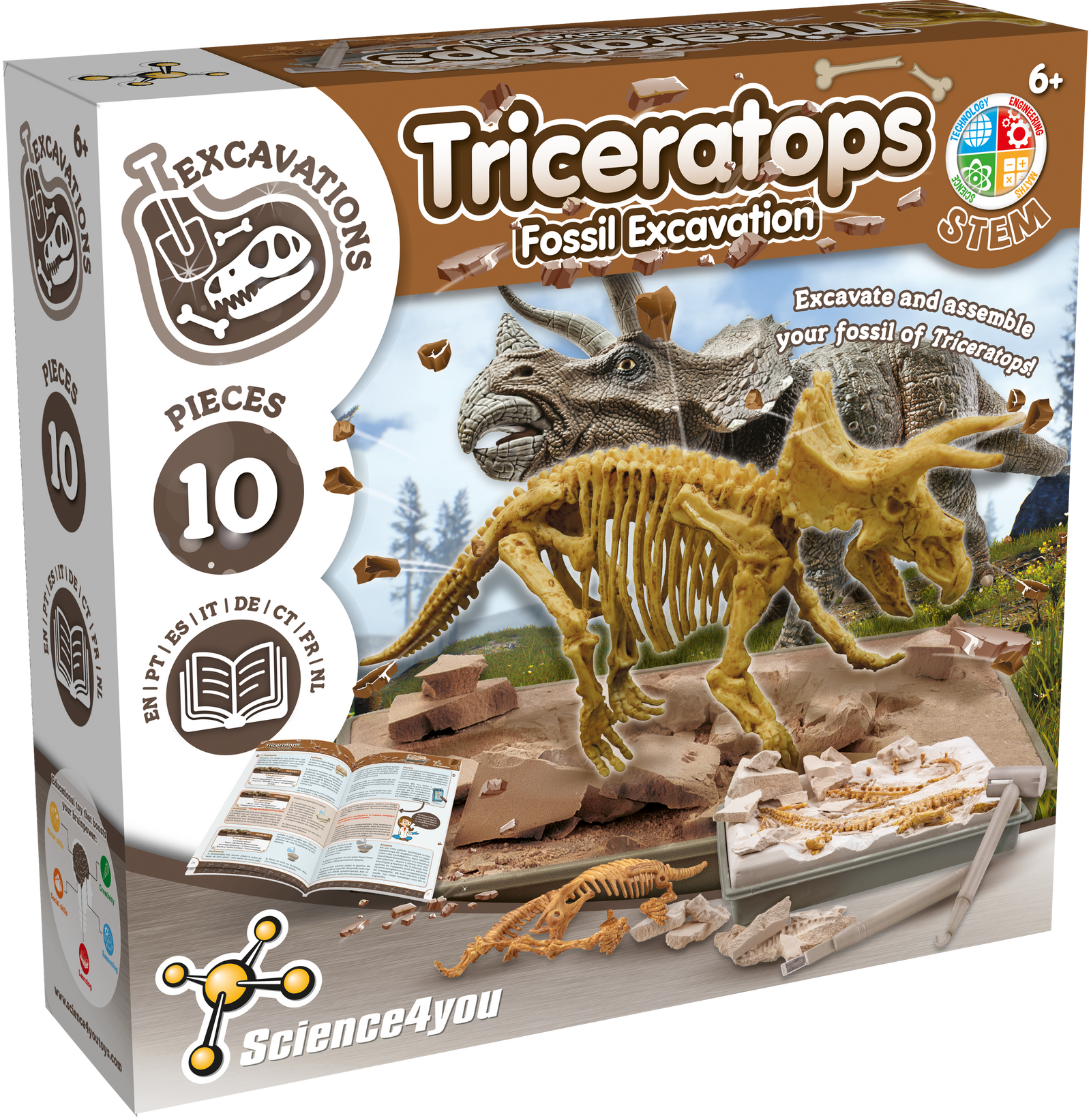 Science4you Triceratops Fossil Digging Kit for Kids Ages 6 7 8+