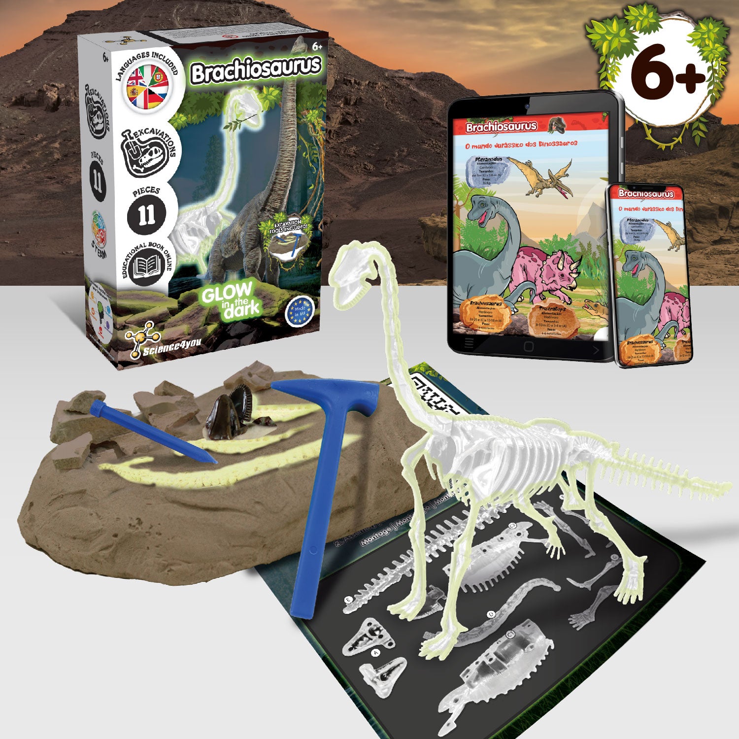 Science4you Brachiosaurus Fossil Digging Kit for Kids Ages 6 7 8+