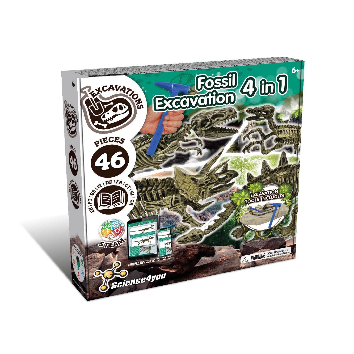 Dinosaur Fossil Excavation Kit 4-in-1