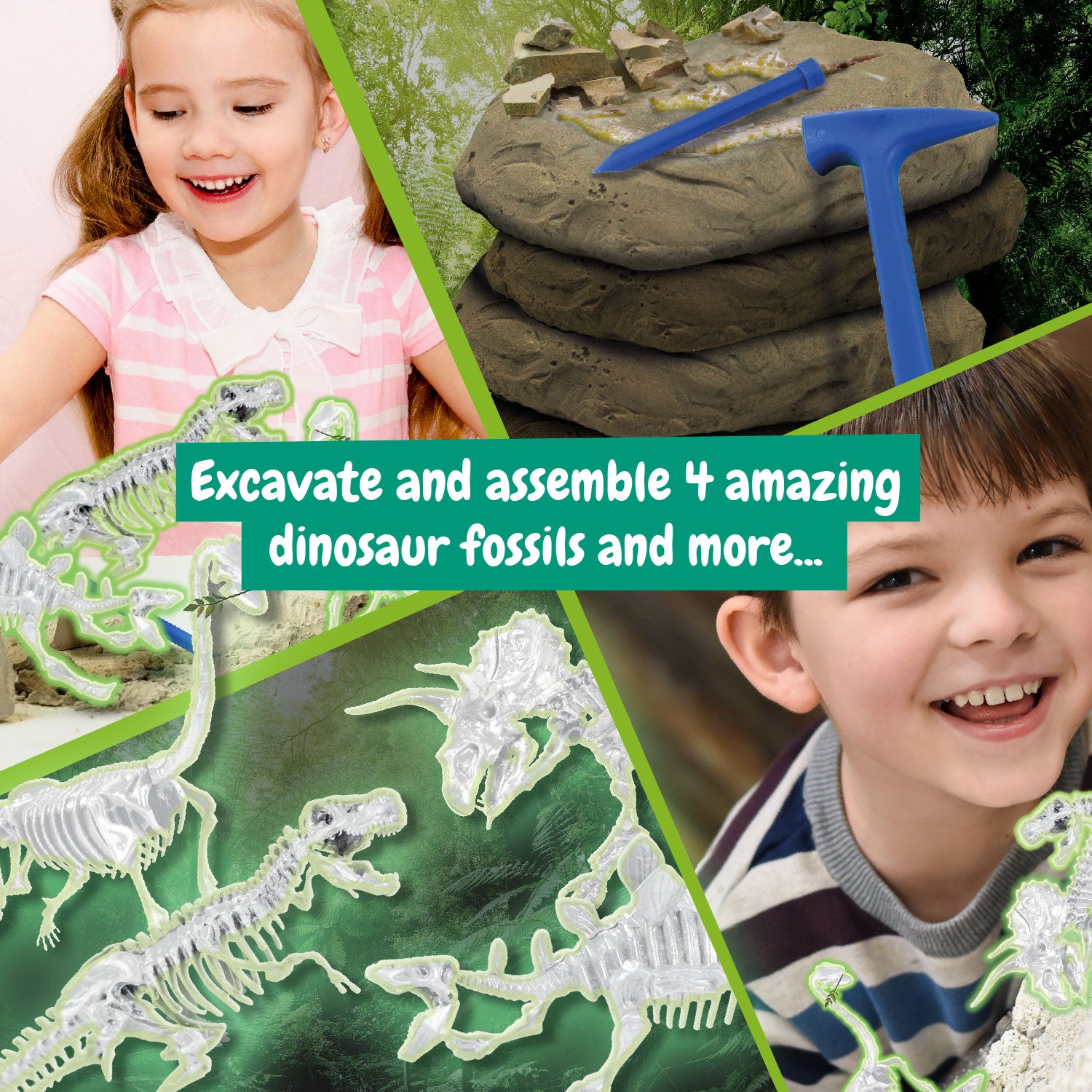 Dinosaur Fossil Excavation Kit 4-in-1