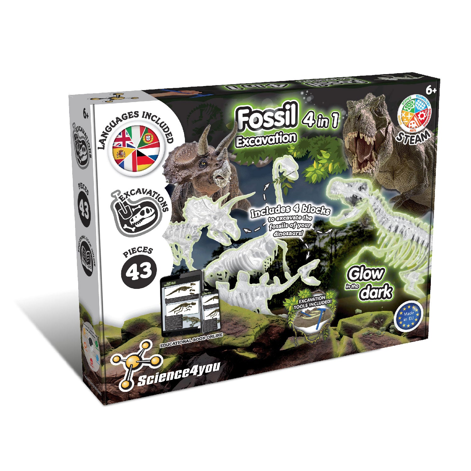 Dinosaur Fossil Excavation Kit 4-in-1