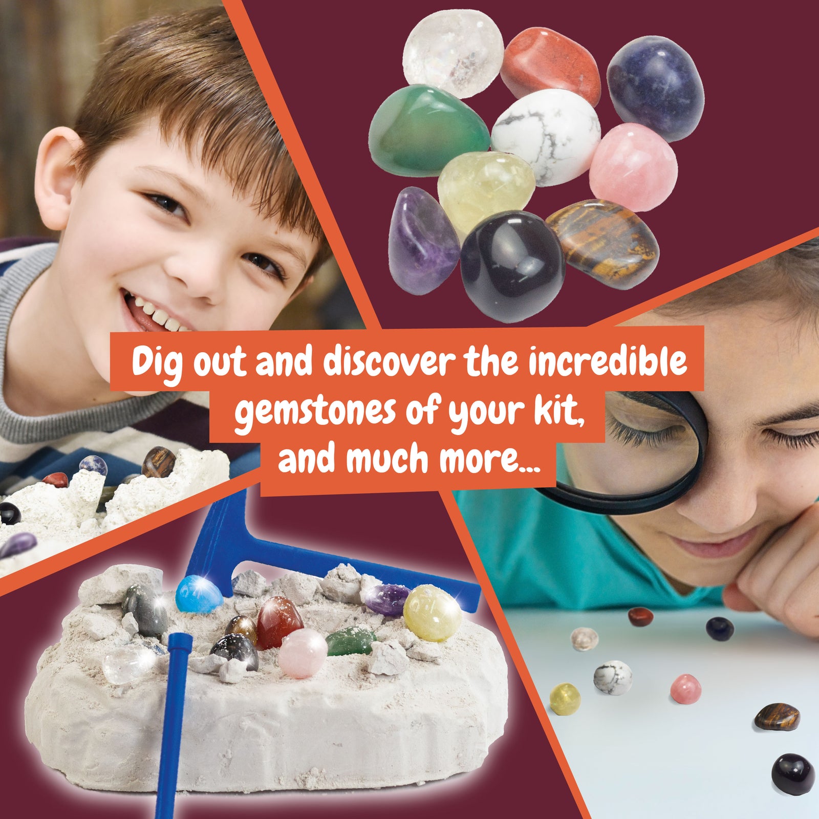 Gemstone Dig Kit for Kids Ages 6 7 8 9+