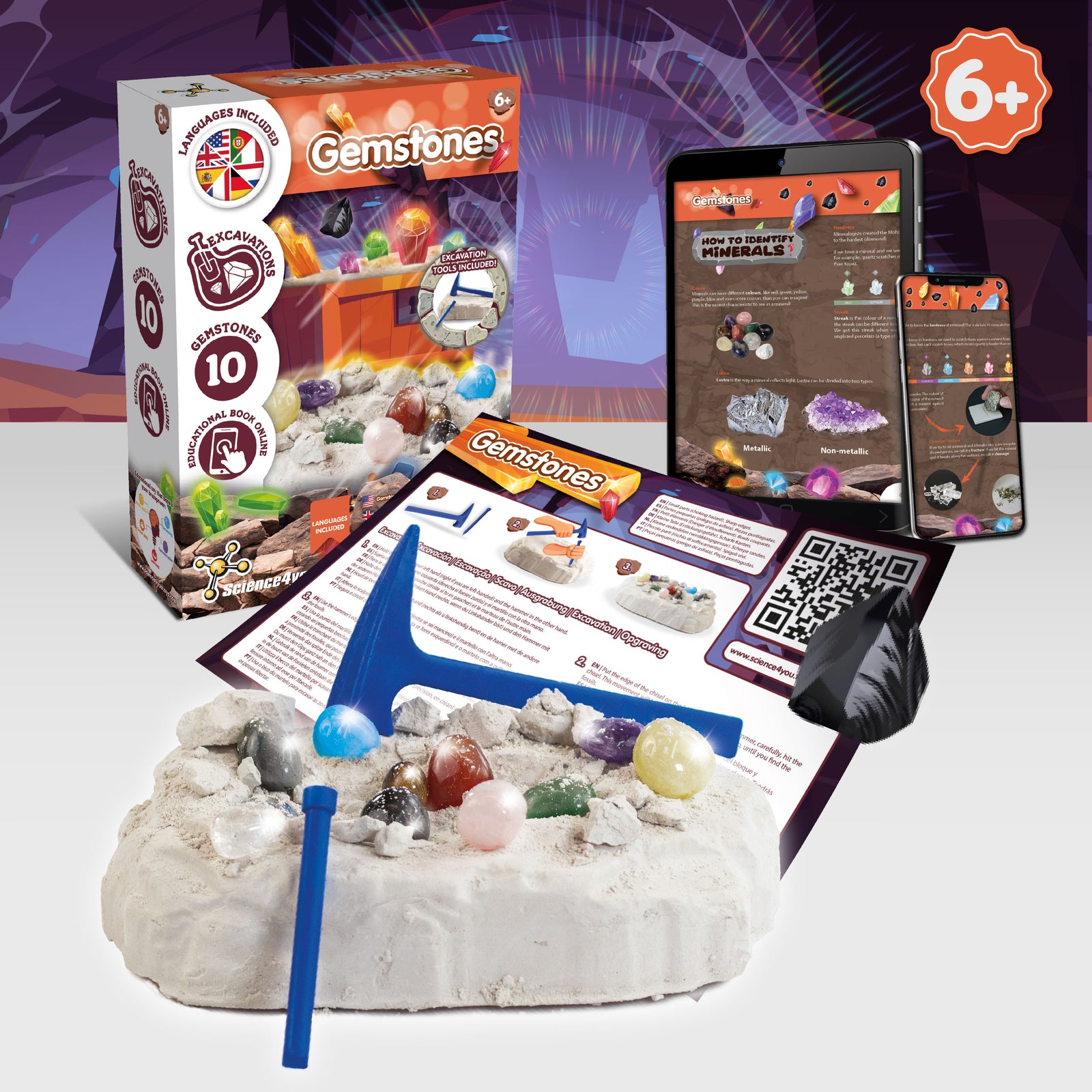 Gemstone Dig Kit for Kids Ages 6 7 8 9+